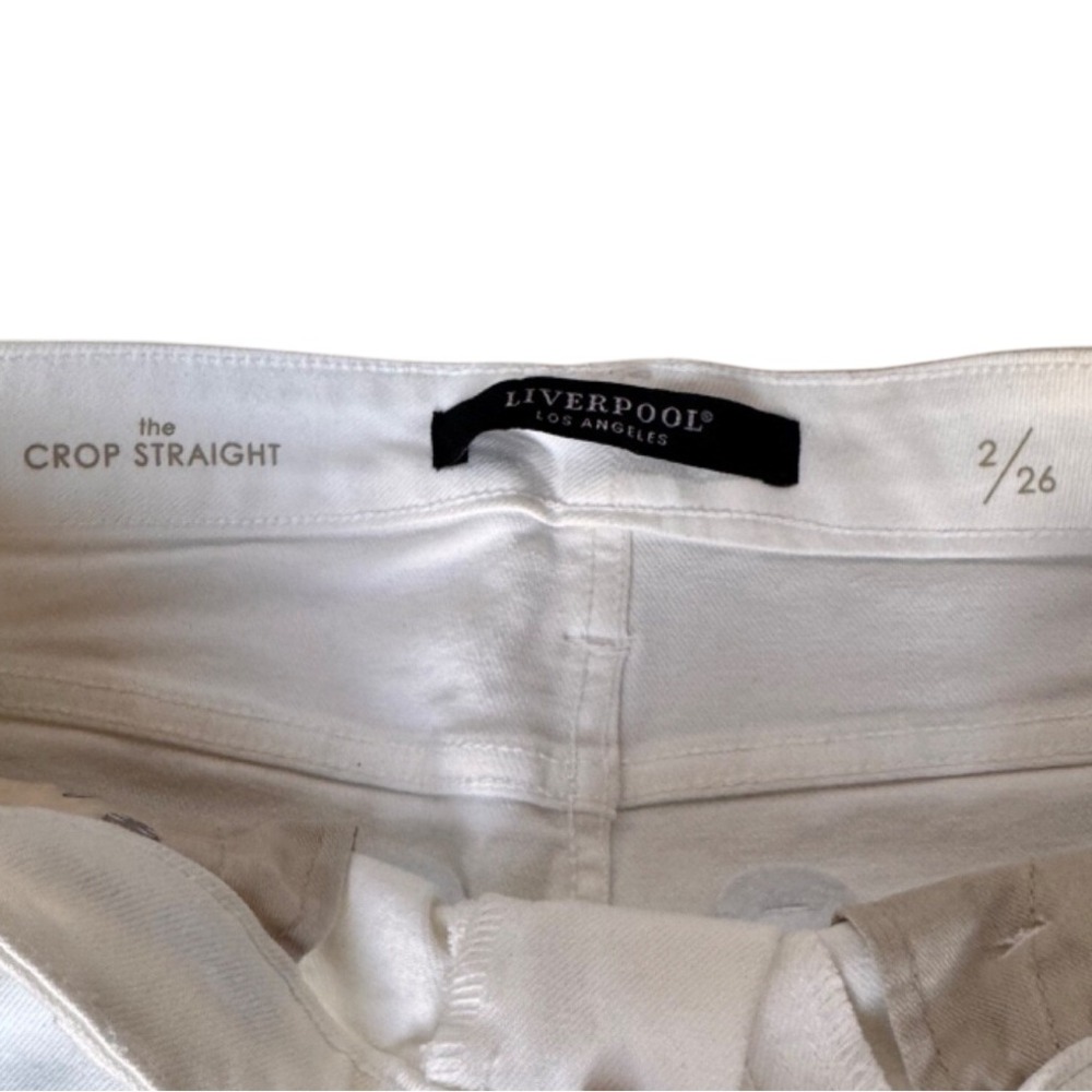 Liverpool Los Angeles Cream Distressed Jeans Raw‎ Edge Size 2/26 Crop Straight - Picture 4 of 9